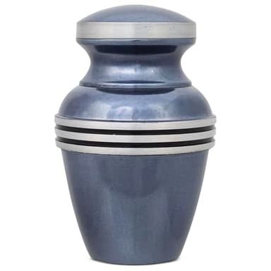 OneWorld Memorials Banded Alloy Keepsake Urn - Extra Small Keepsake Urn- Holds Up to 3 Cubic Inches of Ashes - Light Blue Cremation Urn, Mini Urn for Ashes