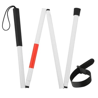 Folding Blind Cane Reflective Red Folding Walking Stick for Vision Impaired and Blind People, Lightweight, Non-Slip (52inch)