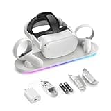KIWI design Charging Dock for Oculus Quest 2, Magnetic Charging Station for Meta Quest 2 VR Headset & Controllers, 2 Rechargeable 1800mAh Batteries, Supports LED Indicator, Made for Meta