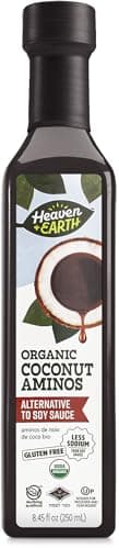 Heaven & Earth Organic Coconut Aminos, 8.4 oz | Soy Free | Paleo Friendly | Low Sodium | Soy Sauce Replacement | Kosher (Including Passover)