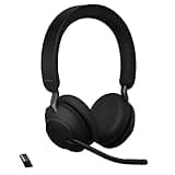 Jabra Evolve2 65 UC Wireless Headphones with Link380a, Stereo, Black – Wireless Bluetooth Headset for Calls and Music, 37 Hours of Battery Life, Passive Noise Cancelling Headphones