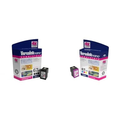 VersaInk-Nano HP 67 MS MICR Black Ink Cartridge for Check Printing & Nano 67 CS Tri-Color Ink Cartridge - Compatible with HP 67 Tri-Color