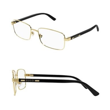 Gucci GG1586O Metal Squared Shape Lettering Logo Eyeglasses with Luxury Eyewear Kit