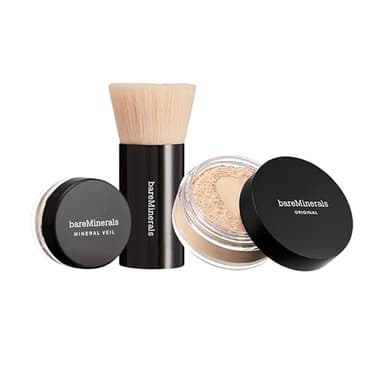 bareMinerals Original Get Started Kit 3-Piece Mineral Makeup Set, Medium Beige, Vegan, Cruelty-Free & Dermatologist-Tested