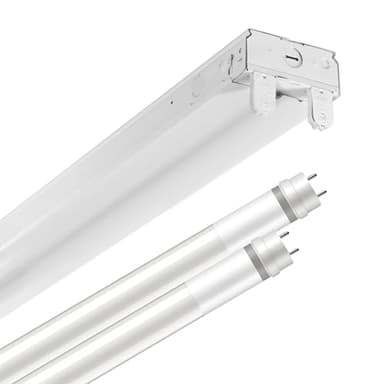 Metalux SLES 4 ft. 64-Watt Equivalent 2-Lamp Strip Light Luminaire Plus LED T8 Tube Bundle, 4000K, UNV Non-Dim