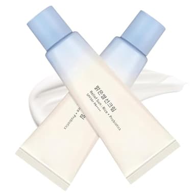 2PC Relief Sun Organic Sunscreen SPF50, Korean Skin Care Solution for All Skin Types, ++++PA++++ Rice and Probiotics (A, Sun Protection Factor (SPF), 50)