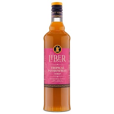 Liber & Co. Tropical Passion Fruit Syrup - Makes 50 Drinks - 50% Passionfruit Juice - Perfect for Craft Cocktails, Hurricanes, Margaritas, Tiki Drinks & Sodas (25.4 oz)