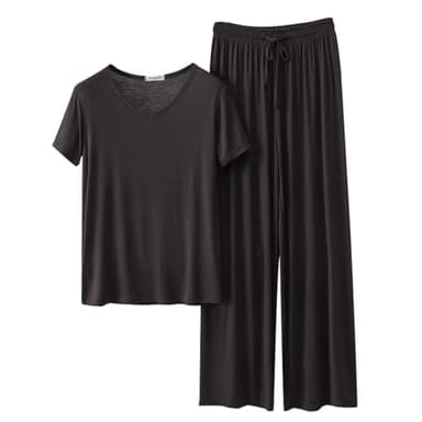 Rtdyvyuhb Short Sleeve Pajama Set For Women Summer 2 Piece Lounge Sets Pj Shirt Pants Soft Casual Outfits Daily Loungewear