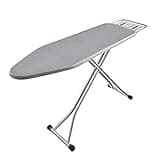 BKTD Foldable Ironing Board with Heat Resistant Cover, Steam Iron Rest and Non-Slip Legs - Sturdy Metal Frame (13 x 34 x 53 Inches) (Silver Gray)