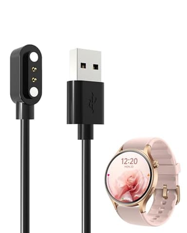 BOVUGAC [2 Pack] for aeac AR-01 Smart Watch Charger, Magnetic Replacement USB Charging Cable Compatible with aeac AR-01 Smart Watch Accessories(Black)