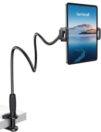 Lamicall Gooseneck Tablet Holder for Bed - [Unique Tapered Flexible Arm][Fully Adjustable] iPad Kindle Holder Stand for Reading in Bed, Tablet Mount for 4.7-13" iPad, Kindle, Switch, Galaxy, iPhone
