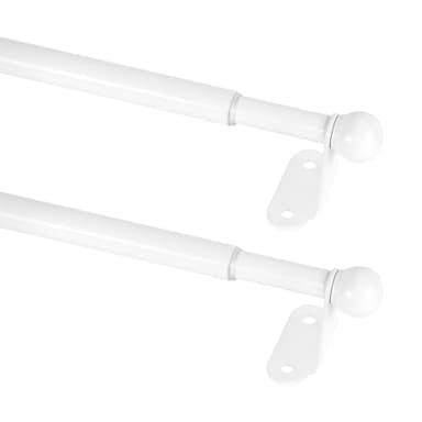 KXLife 2 Pack Small Curtain Rod 18-30 Inch, 1/2” Diameter, Cafe Door Curtain Window Rod, Adjustable Drapery Rods with Brackets (White)