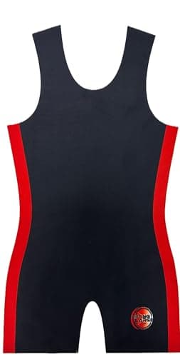 LiftingLarge Competition Powerlifting Singlet Black and Red - IPF Approved (Medium)