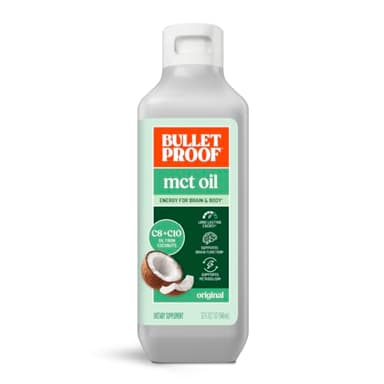 Bulletproof C8 & C10 MCT Oil, 100% Pure Coconut Oil, Triple-Distilled for Sustained Keto Energy, Unflavored, No Additives or Fillers, Non-GMO, 32 oz
