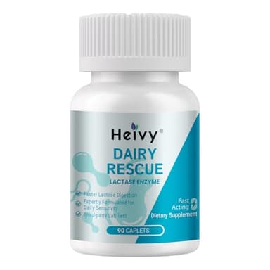 Heivy Pure Lactase Enzyme 9000 FCC Dairy Relief Fast Acting Supplement, Lactose Intolerance Pills 90 Count (Pack of 1)