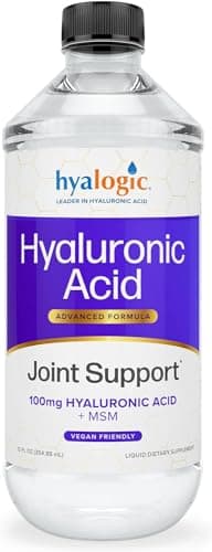 Hyalogic Hyaluronic Acid Liquid Supplement - 100mg High Molecular Weight Hyaluronic Acid for Joints, MSM Advanced Joint Support, Vegan Oral Hydration Formula, 12 oz