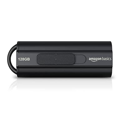 Amazon Basics 128 GB Ultra Fast USB 3.1 Flash Drive, Retractable, High-Speed Data Transfer Storage Device, Black