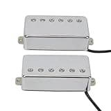 FLEOR Alnico 5 Guitar Humbucker Pickup 4-Wires Neck+Bridge Pickup Set Chrome Fit LP Guitar Part