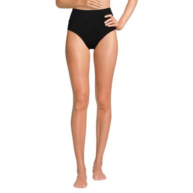 Lands' End Women's Pinchless High Waisted Bikini Bottoms 12 Black