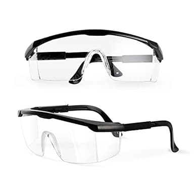 PACIFIC PPE 2 Pack Safety Glasses for Men and Women, ANSI Z87 Anti-fog Eyewear with Scratch Resistant Clear Wraparound Lenses, Adjustable Lab Goggles, UV Protection