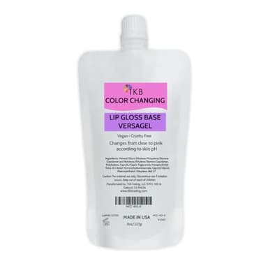 TKB Color Changing Versagel Lip Gloss Base| Clear to Pink| Vegan, Cruelty-Free, Long-Lasting| DIY Customizable with Pigments, Glitters| Made in USA (8 Ounce (Pack of 1))