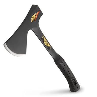 ESTWING Camper's Axe - 19" USA Made Special Edition Camping Ax with Forged Steel Construction & Shock Reduction Grip - E44ASE