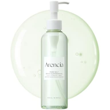 ARENCIA Pore Melt Mochi Makeup-Removing Cleansing Oil, Non-Comedogenic, Rice Amino Acids HD, Vitamin E, Cica, & Ceramide, 6.76 fl oz