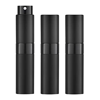 LISAPACK 8ML Atomizer Perfume Spray Bottle for Travel (3 PCS) Empty Cologne Dispenser, Portable Sprayer Travel Essentials for Men and Women (Black)