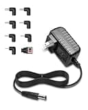 24W Universal 12V AC/DC Adapter Switching Power Supply with 8 Size Replaceable Plugs, Replacement Wall Charger Cord for Ultrasonic Jewelry Cleaner/Portable DVD Player/ SPS100 Breast Pumps [UL List]