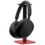 Sony WH-1000XM5 The Best Wireless Noise Canceling Headphones, Auto NC Optimizer, 30-Hour Battery, Alexa Voice Control, Black Bundle with Deco Gear Pro Audio Headphone Stand in Matte Black/Red