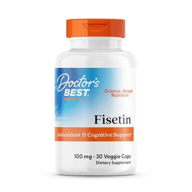 Doctor's Best Fisetin Supplement 100 mg for Men & Women - Brain Health & Antioxidant Support, Fisetin Capsules (as Novusetin) 100mg per Serving, Vegan, Gluten Free, Soy Free, Non GMO - 30 Veg Caps