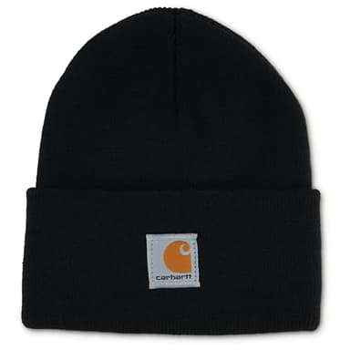 Carhartt Unisex Kids Youth Knit Beanie Cuff Hat, Caviar Black (Youth),One Size
