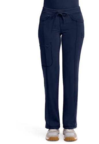Cherokee Women's Infinty Low Rise Straight Leg Drawstring Scrub Pant, Navy, Medium