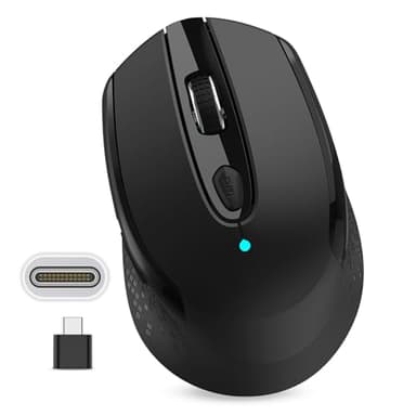 RaceGT USB C Wireless Mouse, Type C Silent Mouse for MacBook Air/Pro, 2.4G Cordless Computer Mice with 6 Buttons and 3 Adjustable DPI for Mac, Laptop, Desktop, PC