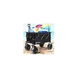 Hikenture Beach Wagon with Balloon Wheels, 9" PU Tires Collapsible Wagon, 308lbs Heavy Duty Beach Cart with Big Wheels for Sand, Large Capacity Utility Wagons Carts Foldable