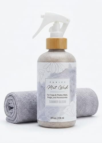 Studio TOV Organic Yoga Mat Cleaner Spray | 8oz Summer Bloom with Microfiber Cloth | Made in the USA | Safely and Effectively Cleans All Mats and Pilates + Yoga Accessories