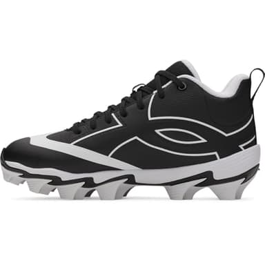 Under Armour Boys' Leadoff Icon Mid RM JR Baseball Cleats, (001) Black/White/Black, 1, US