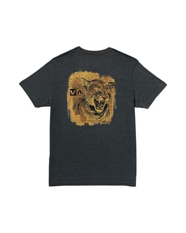 RVCA Men's Horton Panther SS Short Sleeve TEE,Black,Large