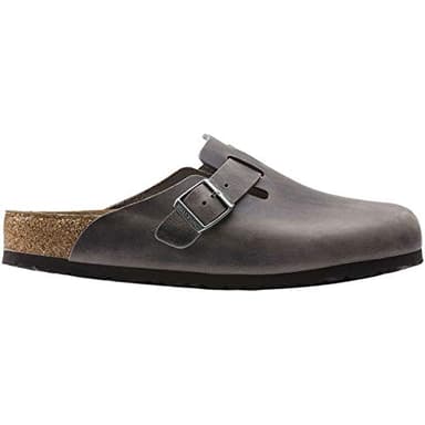 Birkenstock Men's Boston Soft Footbed Clogs, Iron, Grey, 11-11.5 Women/9-9.5 Men