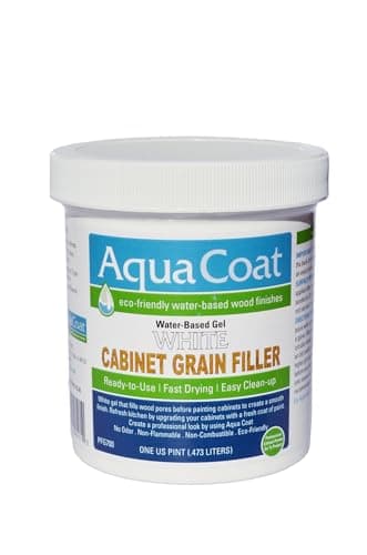 Aqua Coat White Water-Based Cabinet Wood Grain Filler Gel – Low Odor, Fast Drying White Wood Filler, Paintable & Sandable for Interior & Exterior Repairs, Upgrades & Restorations – 16 oz