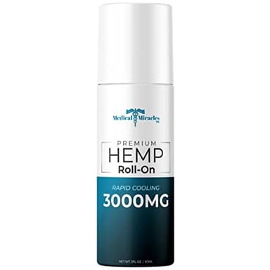 Medical Miracles New Hemp Oil Roll On - Ideal for Muscles, Hips, Joints, Neck, Back, Elbows, Fingers, Hands, and Knees (3000mg Roll-On)