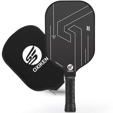 OXIKEN 16mm Pickleball Paddles, 2025 USAPA Approved, Frosted Carbon Fiber Surface (CFS), Polypropylene Lightweight Honeycomb Core with Cover Case Black, Ideal for Intermediate and Professional Players