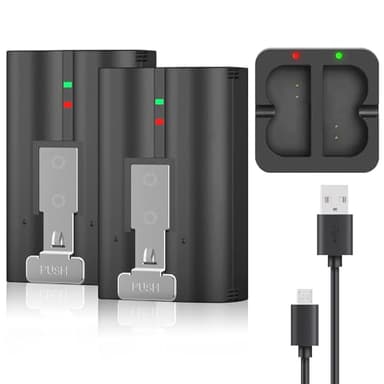 2-Pack 6040mAh Replacement Battery with Charger Station for Ring-Doorbell 2/3/4, Spotlight and Stick Up Cam, Rechargeable Upgraded Lithium Li-ion Batteries 3.65V Camera Indoor