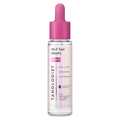 Tanologist Self-Tan Drops- Light, Bronzing Serum, Customizable Face & Body Self Tanner For Moisturizer, Gradual Body & Face Tanning Drops for Natural Glow, Streak-Free Vegan Formula, 1.01 fl oz