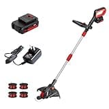 MZK 20V Cordless String Trimmer, Grass Trimmer&Edger with 4 Replacement Spools, Battery Powered Lightweight Weed Trimmer with Auto Line Feed(Battery and Fast Charger Included)