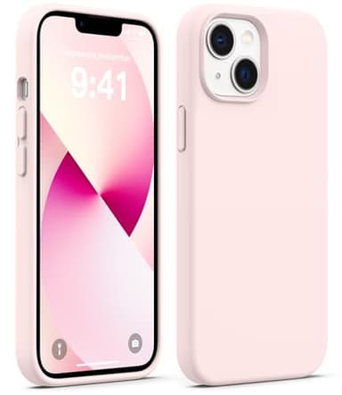 AOTESIER Magnetic for iPhone 13 Case, [Compatible with MagSafe][Military Shockproof Protection] Food Grade Silicone Case with Soft Anti-Scratch Microfiber Lining, 6.1 inch, Chalk Pink