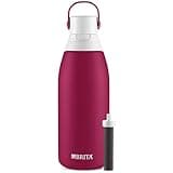 Brita Insulated Filtered Water Bottle with Straw, Reusable, Stainless Steel Metal, Ruby, 32 Ounce
