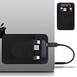 Lacdo Portable Hard Drive Sleeve for Laptop, 2-Pocket Stick on Pouch with Reusable Adhesive, for San Disk, Samsung, Crucial External Solid State Drive SSD Hard Drive Carrying Case Organizer, Black