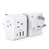 2 Pack US to UK Ireland Travel Plug Adapter, Type G Power Plug Adapter with 3 Outlets 3 USB Ports(1USB C), European Travel Plug Adapter for USA to England London Scotland British Qatar Irish Hongkong