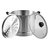 IMUSA USA Steamer with Glass Lid 20-Quart, Silver